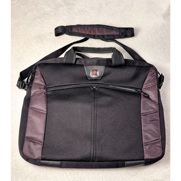 Swiss Gear Wenger padded laptop bag briefcase shoulder strap 18" x 13" black - Picture 1 of 13